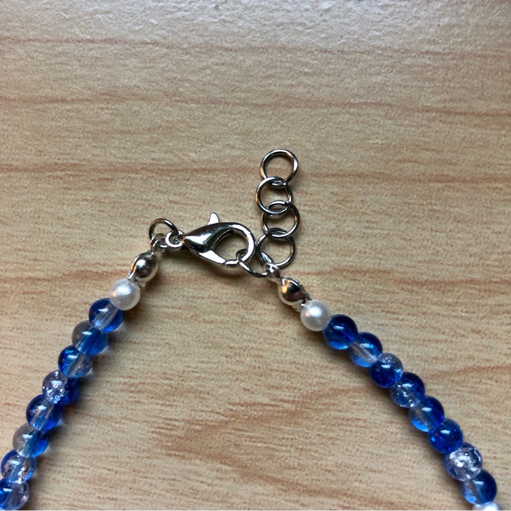 NWT Handmade Dark Blue Evil Eye Beaded Choker Necklace - Picture 3 of 6